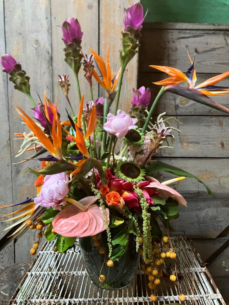 Luxury flower bouquet featuring roses, peonies, hydrangeas and seasonal flowers by Amaryllis florist in Tel Aviv